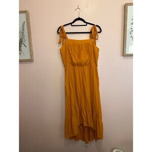 Luxology Mustard Yellow Sleeveless Hi Low Ruffle Dress Large